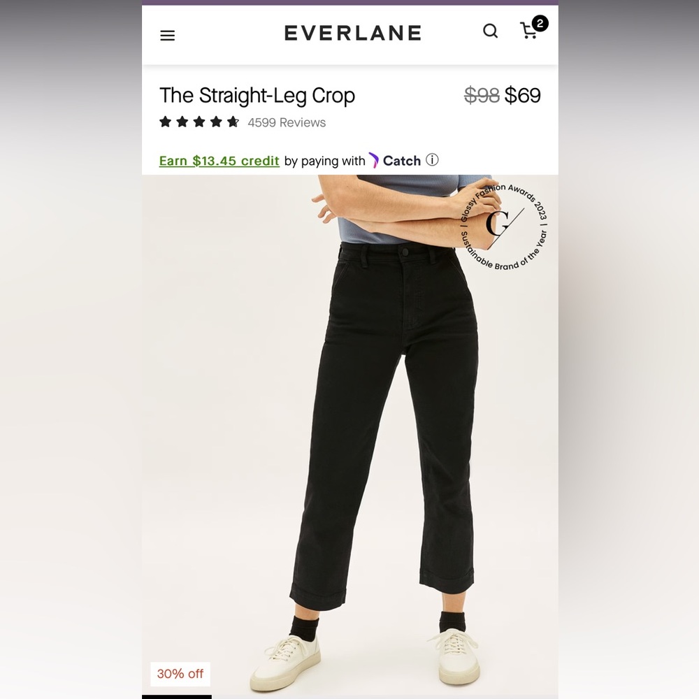Everlane | The Straight Leg Crop | Black | Size 10
